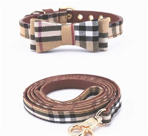 berry leather dog collar and leash set burberry plaid designer|designer collars for dogs.